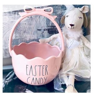 NEW Rae Dunn Easter Candy  Pink Ceramic Easter Basket